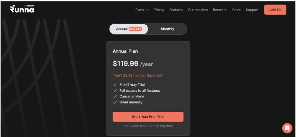 Runna Pricing Plan annual