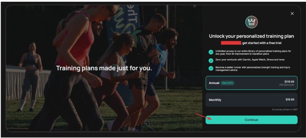 Select plan and click on “Continue.”