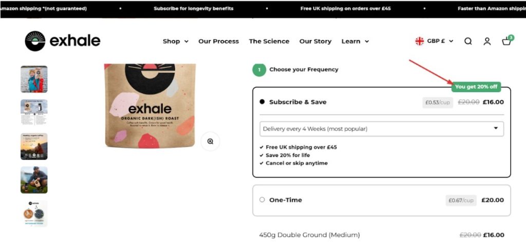 Exhale Coffee offers