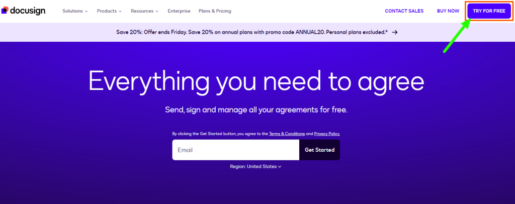 Docusign Homepage