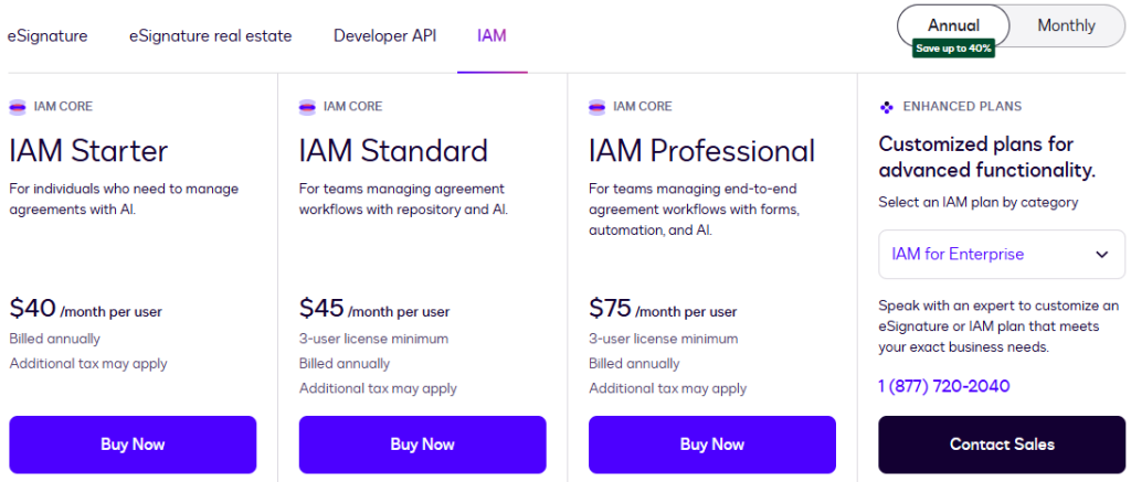 Docusign IAM Pricing Plans