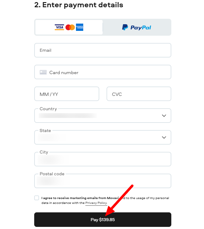 Movavi Checkout Page