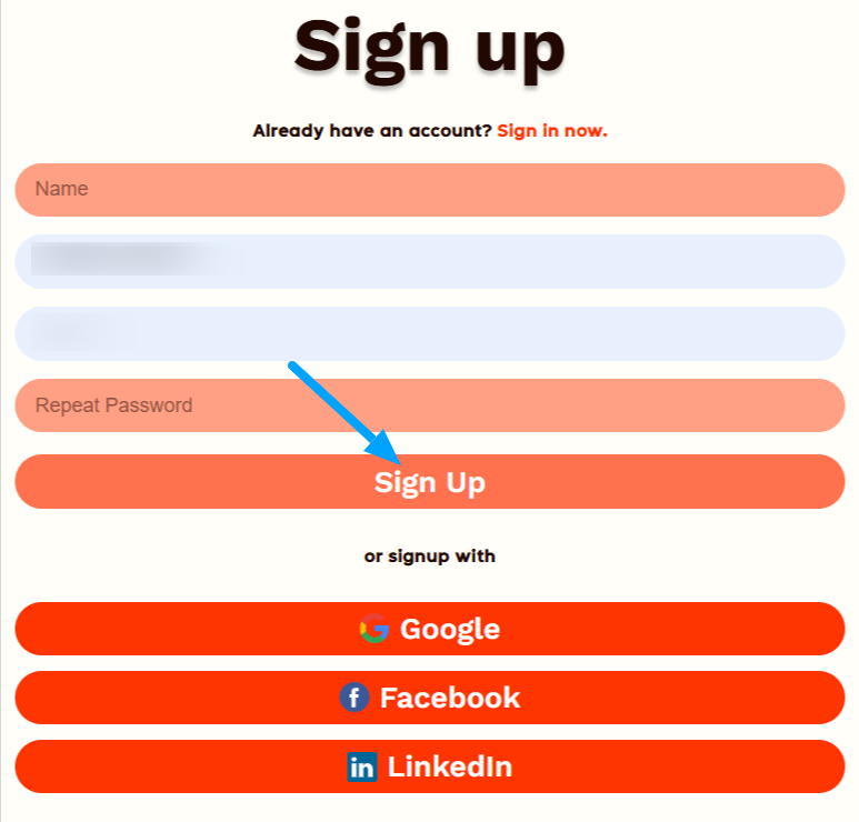 Rytr Sign Up Page