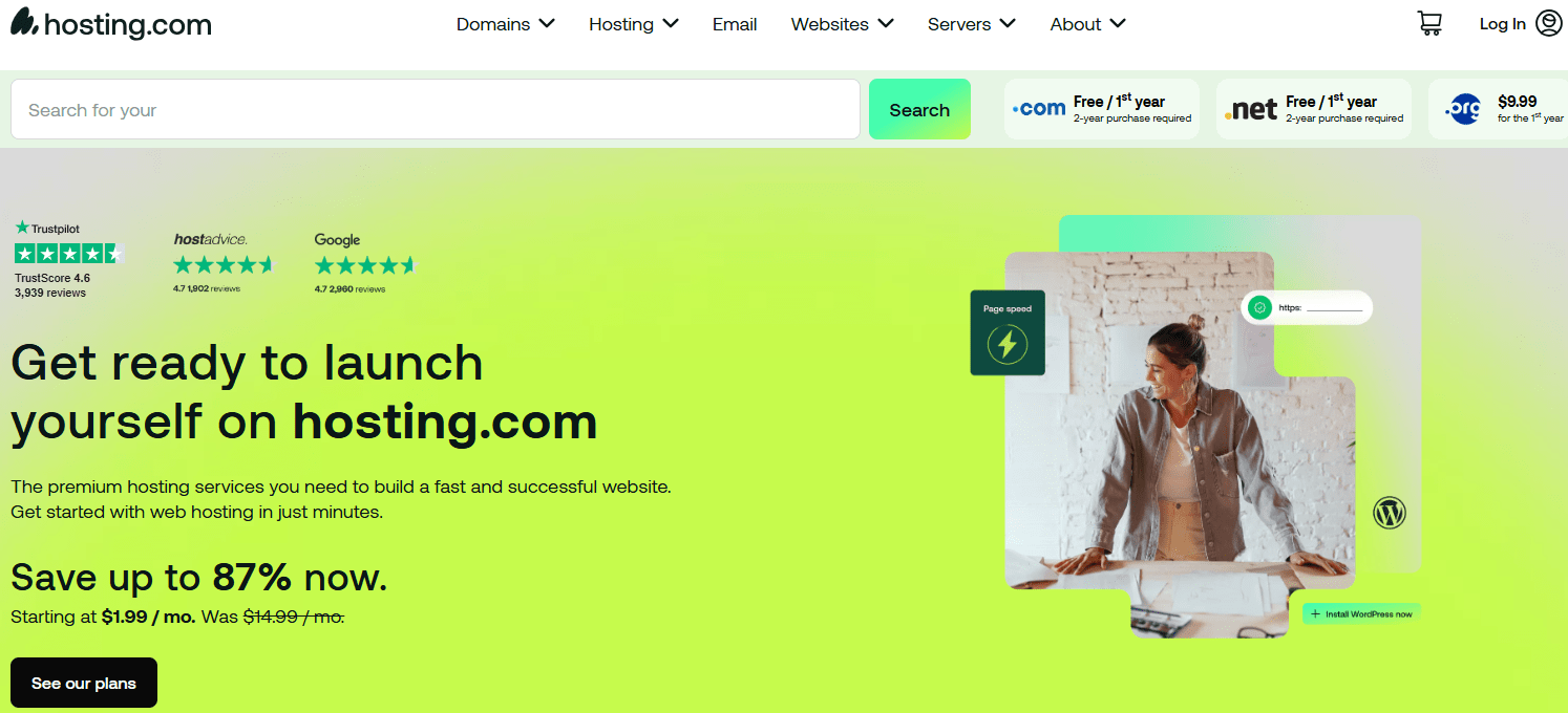 A2 Hosting homepage