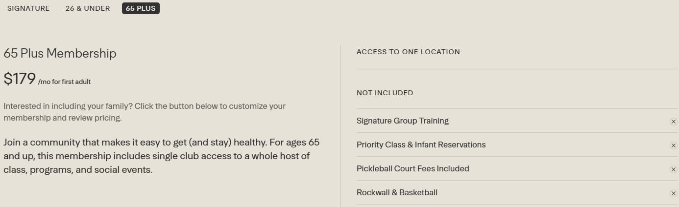 Lifetime Fitness 65 Plus Membership