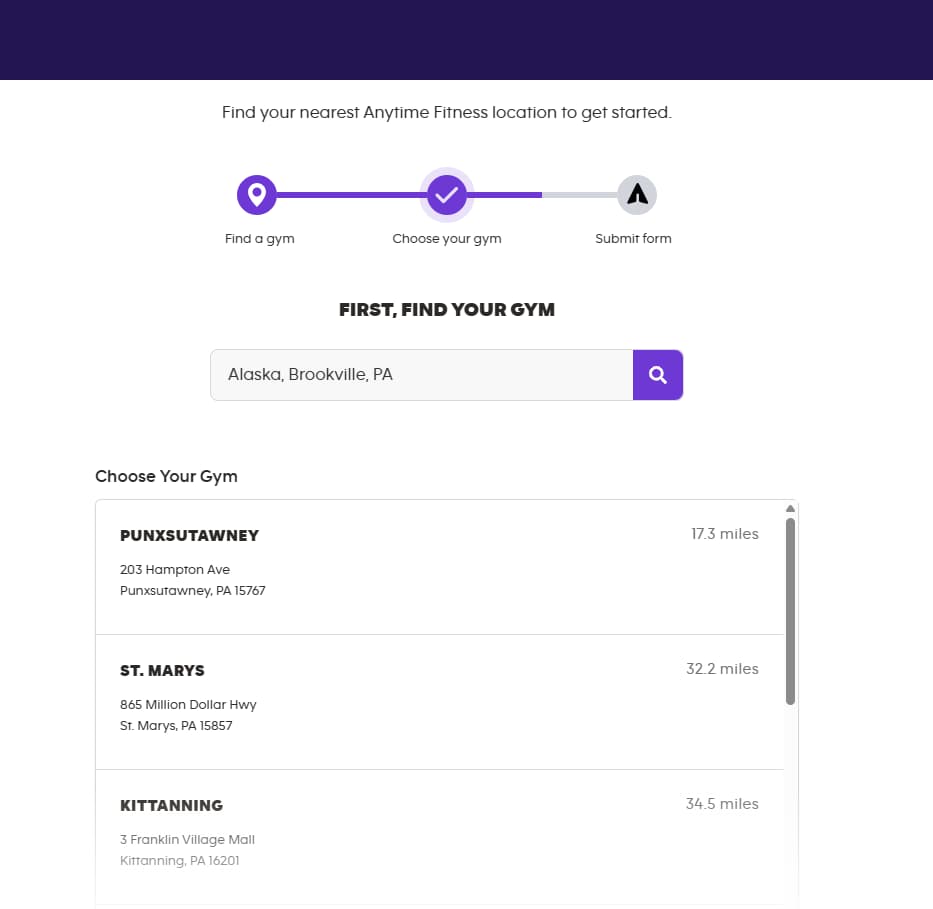 Anytime Fitness Select Gym Location