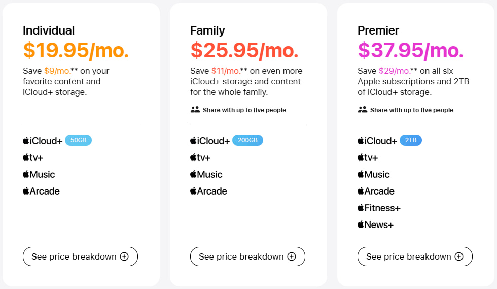 Apple One Pricing Plans