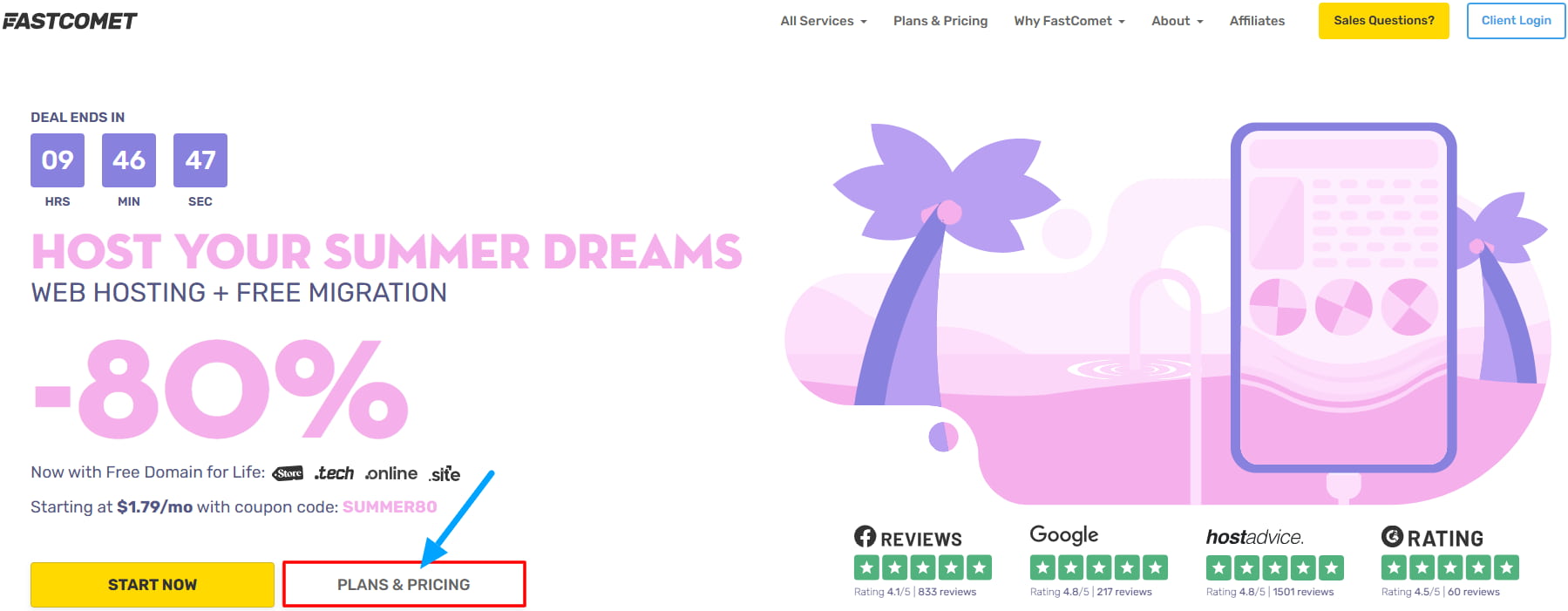 FastComet Homepage