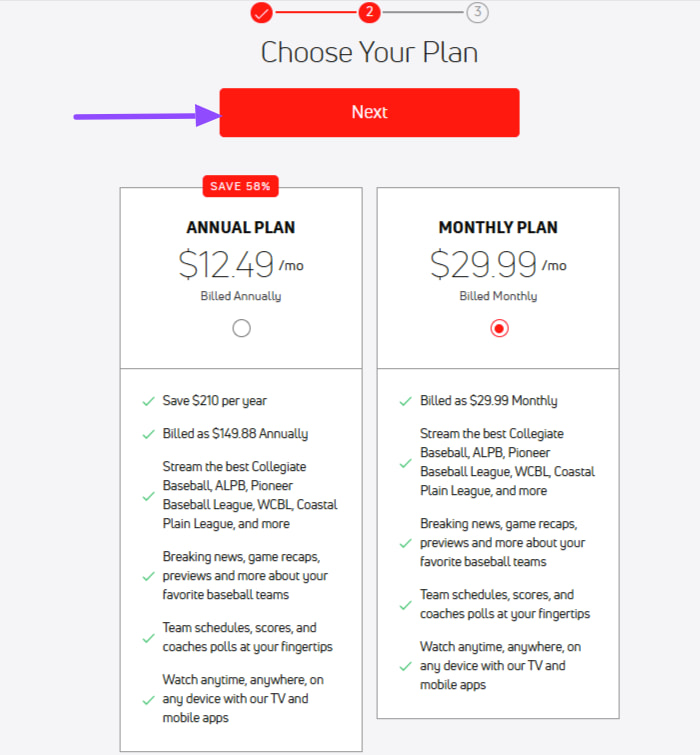FloBaseball Pricing Plans