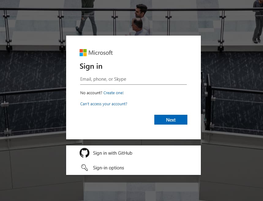 Microsoft Azure Sign In Page